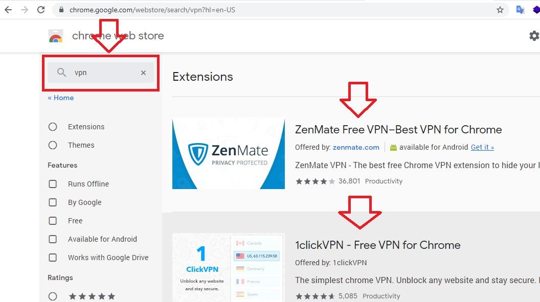 فعال کردن VPN در مرورگر کروم