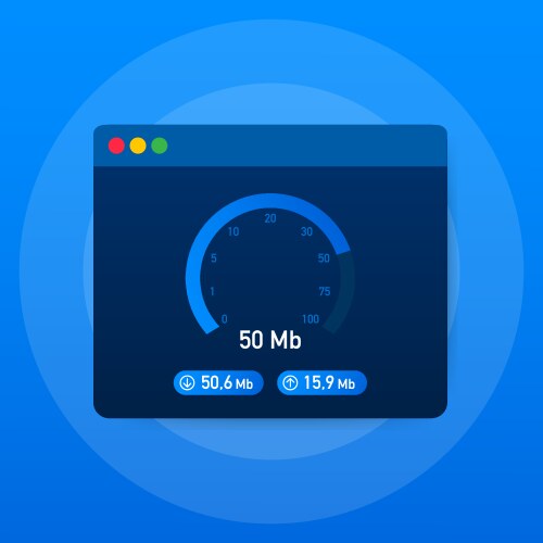 Speed test speedometer internet 100 mb Royalty Free Vector